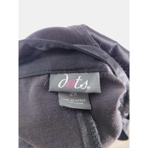 Dots Blazer Womens 2X Black Short Sleeve Ruffle Trim Satin Look Button Front - Picture 11 of 12